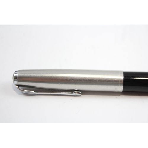 313 - Vintage PARKER 51 Black FOUNTAIN PEN w/ Brushed Steel Cap WRITING