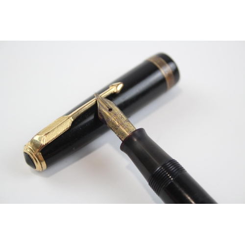 314 - Vintage PARKER Duofold Black FOUNTAIN PEN w/ 14ct Gold Nib WRITING