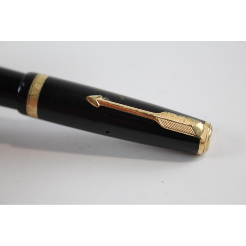 315 - Vintage PARKER Duofold Black FOUNTAIN PEN w/ 14ct Gold Nib WRITING