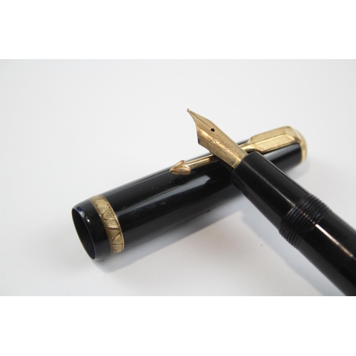 316 - Vintage PARKER Duofold Black FOUNTAIN PEN w/ 14ct Gold Nib WRITING Boxed