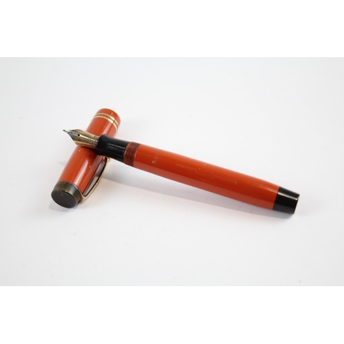 326 - Vintage Duofold The Big Red Orange Fountain Pen w/ 14ct Gold Nib WRITING