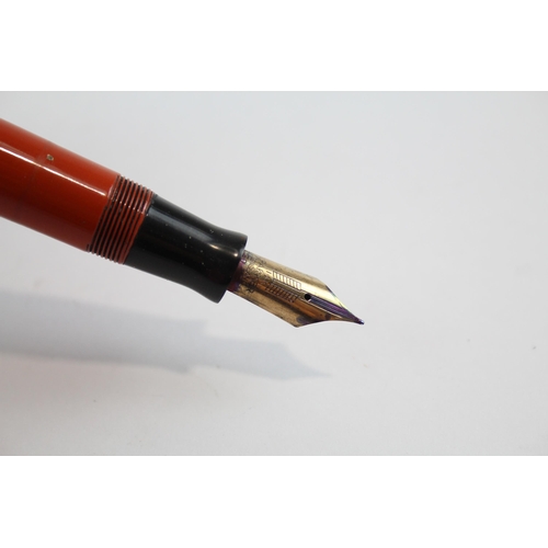 326 - Vintage Duofold The Big Red Orange Fountain Pen w/ 14ct Gold Nib WRITING