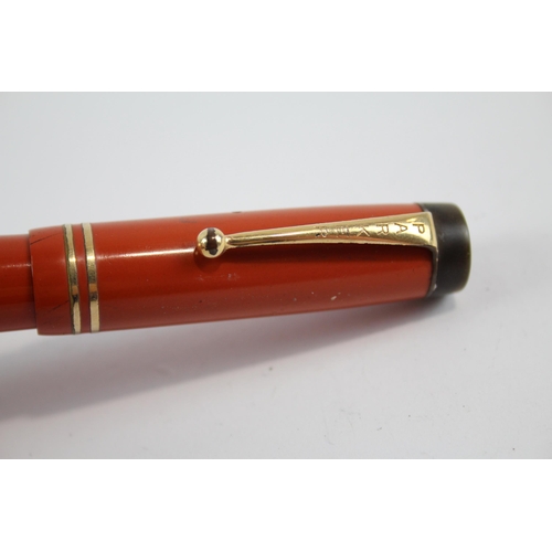 326 - Vintage Duofold The Big Red Orange Fountain Pen w/ 14ct Gold Nib WRITING