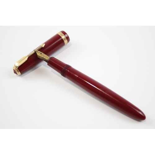 330 - Vintage PARKER Duofold Red FOUNTAIN PEN w/ 14ct Gold Nib WRITING