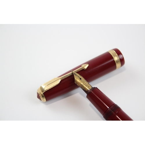 330 - Vintage PARKER Duofold Red FOUNTAIN PEN w/ 14ct Gold Nib WRITING