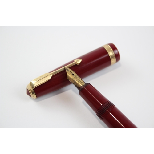 330 - Vintage PARKER Duofold Red FOUNTAIN PEN w/ 14ct Gold Nib WRITING