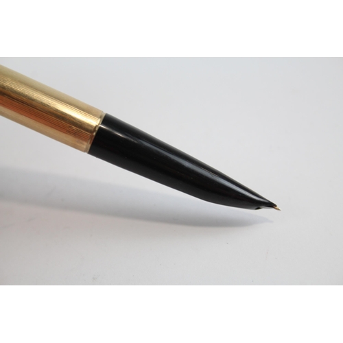 338 - Vintage PARKER 61 Gold Plated Fountain Pen w/ 14ct Gold Nib WRITING (23g)