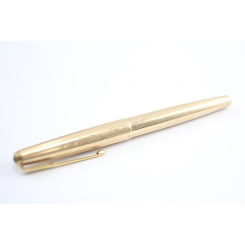 339 - Vintage PARKER 61 Gold Plated Fountain Pen w/ 14ct Gold Nib WRITING (23g)