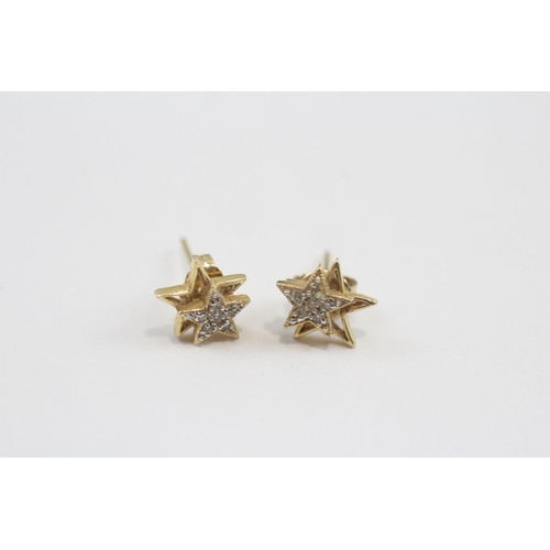 34 - 9ct Gold Diamond Star Stud Earrings (1.1g)