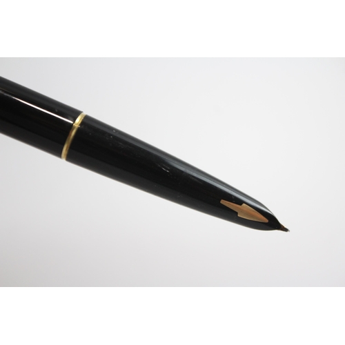 343 - Vintage PARKER 61 Black Fountain Pen w/ Gold Plate Cap Etc WRITING