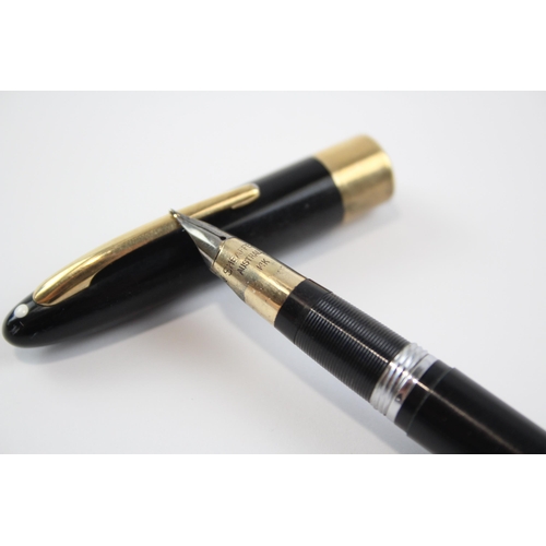 350 - Vintage Sheaffer Snorkel Black Fountain Pen w/ 14ct Gold Nib WRITING