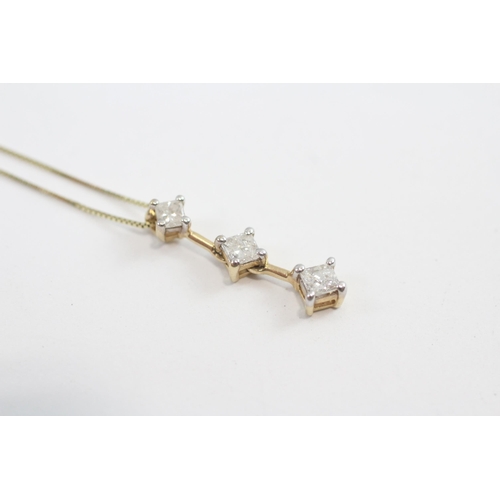 37 - 9ct Gold Diamond Long Drop Pendant Necklace (1.6g)