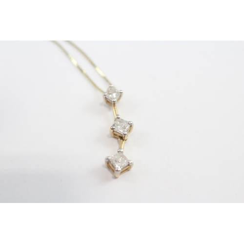 37 - 9ct Gold Diamond Long Drop Pendant Necklace (1.6g)