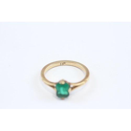 38 - 18ct Gold Vintage Green Paste Statement Ring (3.5g) Size  P