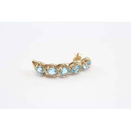 42 - 14ct Gold Blue Topaz Drop Earrings (4g)