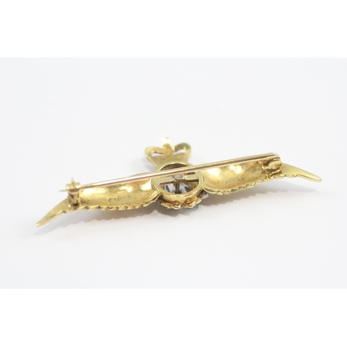 43 - 9ct Gold Antique Diamond & Enamel Royal Air Force Sweetheart Brooch (4.4g)