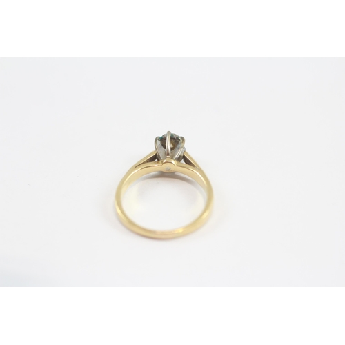53 - 18ct Gold Vintage Diamond Solitaire Cathedral Setting Ring (2.4g) Size  G