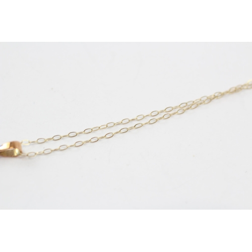 60 - 9ct Gold Amethyst Antique Lavalier Pendant Necklace (1.5g)