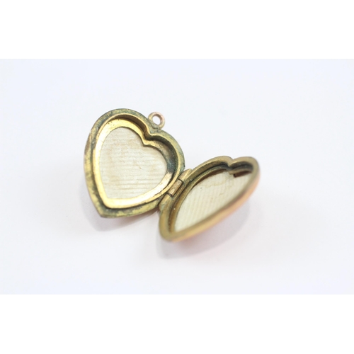 63 - 9ct Gold Antique Turquoise & Pearl Heart Locket (2.8g)