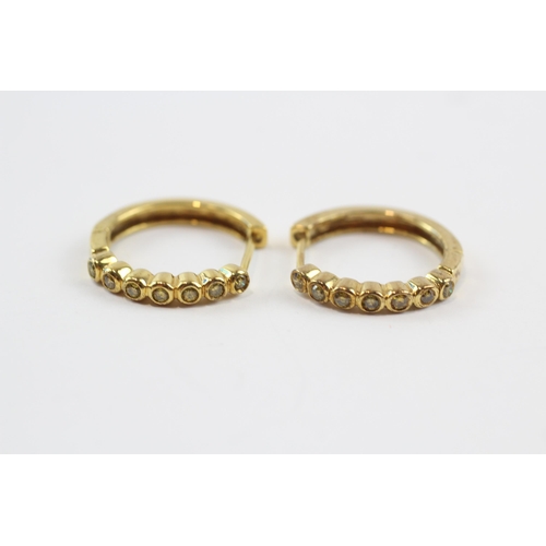 64 - 9ct Gold Treated Yellow Diamond Hoop Earrings (4.6g)