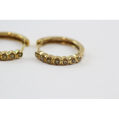 64 - 9ct Gold Treated Yellow Diamond Hoop Earrings (4.6g)