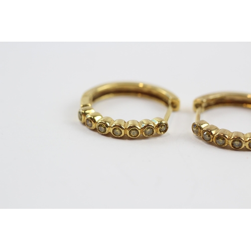 64 - 9ct Gold Treated Yellow Diamond Hoop Earrings (4.6g)