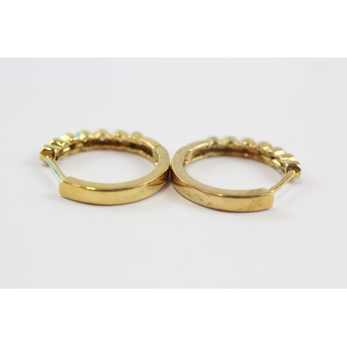 64 - 9ct Gold Treated Yellow Diamond Hoop Earrings (4.6g)