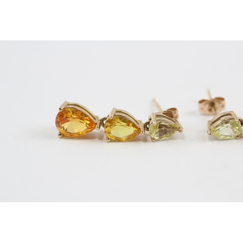 70 - 9ct Gold Synthetic Yellow Sapphire Drop Earrings (3.1g)