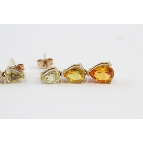 70 - 9ct Gold Synthetic Yellow Sapphire Drop Earrings (3.1g)