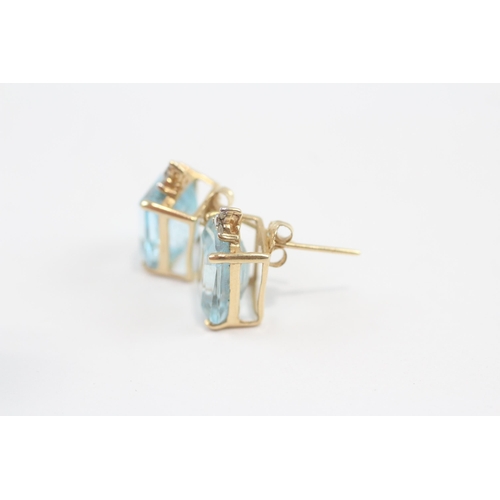 72 - 9ct Gold Blue Topaz & Diamond Earrings (2.1g)