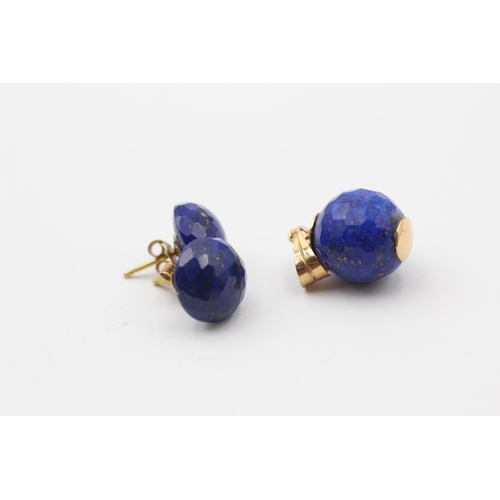 83 - 18ct Gold Lapis Lazuli Pendant & Stud Earrings Set (7.9g)