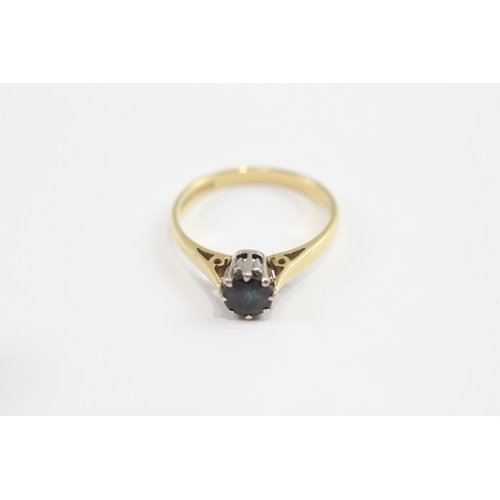 84 - 18ct Gold Sapphire Single Stone Ring (2.4g) Size  K