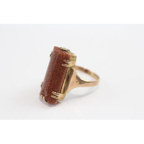 88 - 9ct Gold Antique Faux Sunstone Set Cocktail Ring (4.3g) Size  I