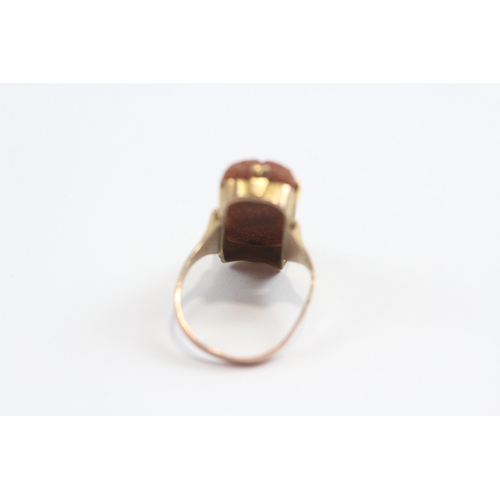 88 - 9ct Gold Antique Faux Sunstone Set Cocktail Ring (4.3g) Size  I