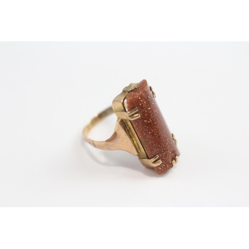 88 - 9ct Gold Antique Faux Sunstone Set Cocktail Ring (4.3g) Size  I