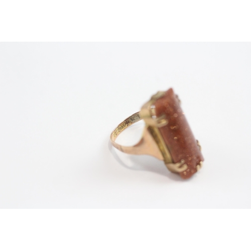 88 - 9ct Gold Antique Faux Sunstone Set Cocktail Ring (4.3g) Size  I