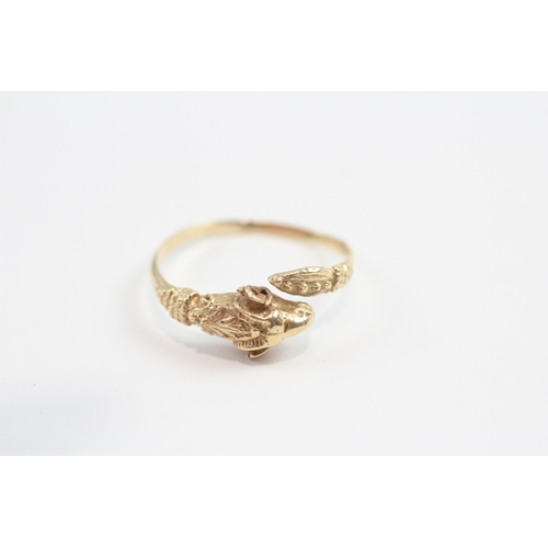 94 - 14ct Gold Ram Wrap Ring (2g) Size  Q