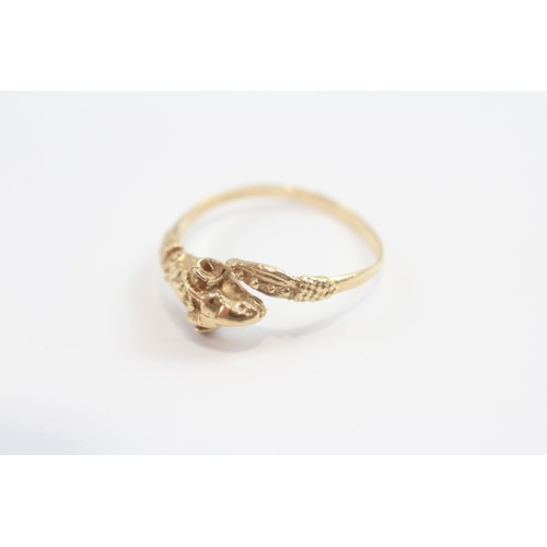 94 - 14ct Gold Ram Wrap Ring (2g) Size  Q