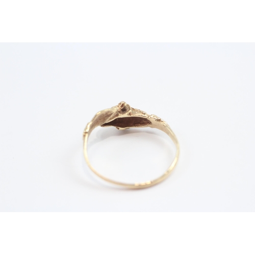 94 - 14ct Gold Ram Wrap Ring (2g) Size  Q