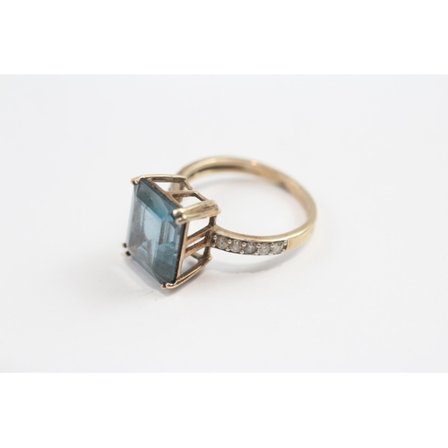 96 - 9ct Gold Topaz And Diamond Cocktail Ring (3.6g) Size  N 1/2