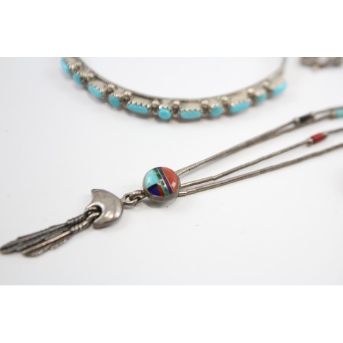 195 - A Collection Of Silver Native American Jewellery Including Wilson & Carolyn Begay