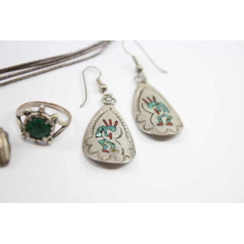 195 - A Collection Of Silver Native American Jewellery Including Wilson & Carolyn Begay