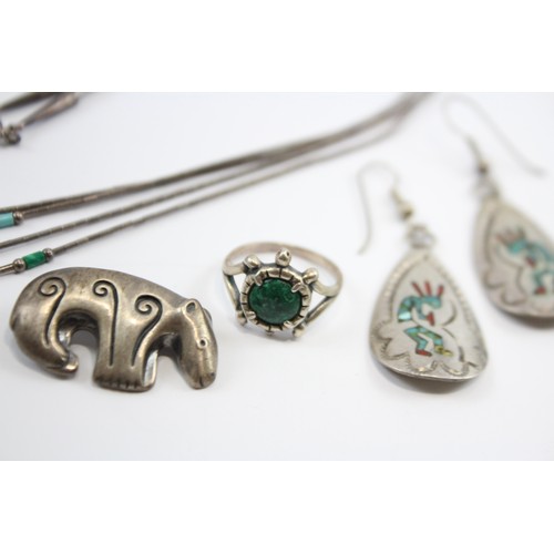 195 - A Collection Of Silver Native American Jewellery Including Wilson & Carolyn Begay