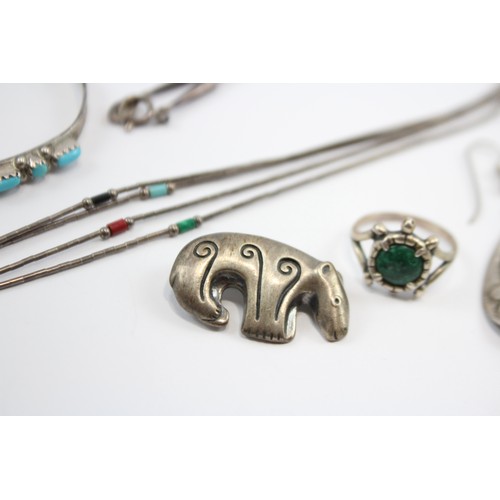 195 - A Collection Of Silver Native American Jewellery Including Wilson & Carolyn Begay