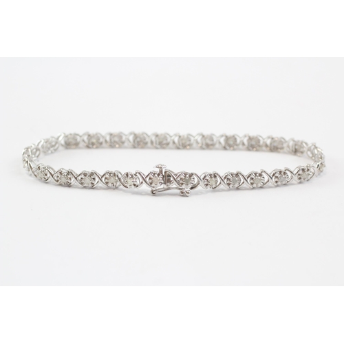 100 - 9ct White Gold Diamond Fancy Link Bracelet (5.6g)