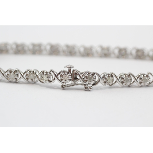 100 - 9ct White Gold Diamond Fancy Link Bracelet (5.6g)