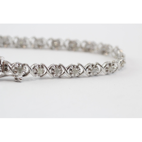 100 - 9ct White Gold Diamond Fancy Link Bracelet (5.6g)