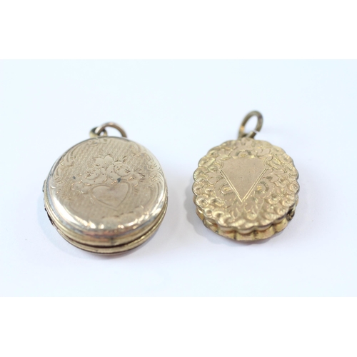 109 - 2 X 9ct Gold Back And Front Antique Engraved Lockets (15.7g)