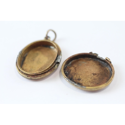 109 - 2 X 9ct Gold Back And Front Antique Engraved Lockets (15.7g)