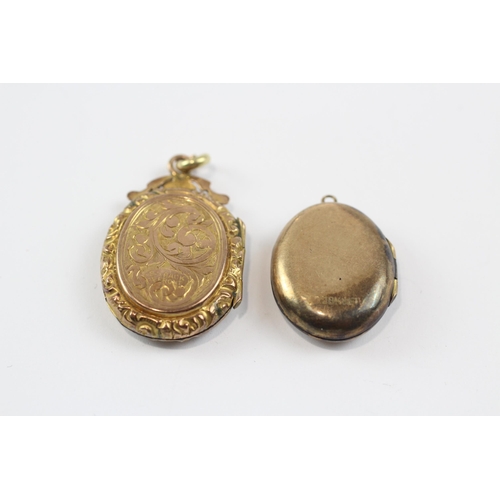 111 - 2 X 9ct Gold Back And Front Antique Scrolling Foliate Lockets (8.2g)